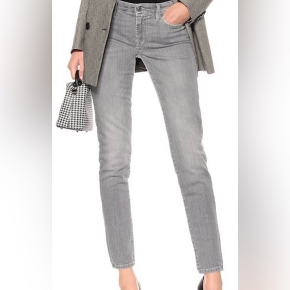 7 For All Mankind Denim - 7 for all mankind Low-Mid Rise Skinny Jeans Copped Raw Hem Gray Faded Black